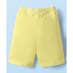 Babyhug Single Jersey Knit Half Sleeves Striped Henley T-Shirt & Shorts Set - Yellow
