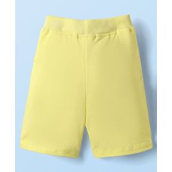 Babyhug Single Jersey Knit Half Sleeves Striped Henley T-Shirt & Shorts Set - Yellow