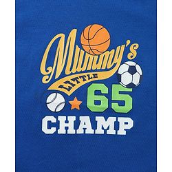 Babyhug Cotton Knit Half Sleeves T-Shirt With Sport Text Print - Blue