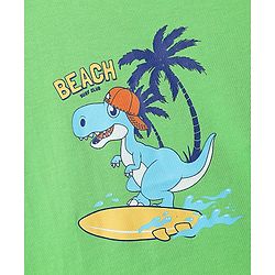 Babyhug Cotton Knit Half Sleeves T-Shirt with Dino Print - Light Green