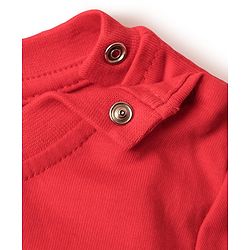 Babyhug Cotton Knit Half Sleeves T-Shirt with Dino Print - Red