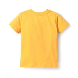 Babyhug Cotton Knit Half Sleeves T-Shirt with Bear Print - Yellow