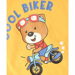 Babyhug Cotton Knit Half Sleeves T-Shirt with Bear Print - Yellow