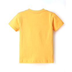 Babyhug Cotton Knit Half Sleeves T-Shirt with Bear Print - Yellow