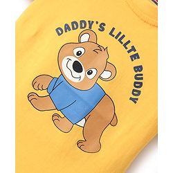 Babyhug Cotton Knit Half Sleeves T-Shirt with Bear Print - Yellow