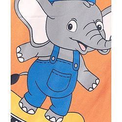 Babyhug Cotton Knit Half Sleeves T-Shirt with Elephant Print - Orange
