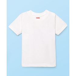 Babyhug Cotton Knit Half Sleeves Solid Color T-Shirt - White