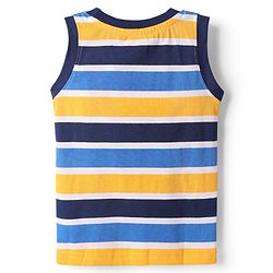 Babyhug Cotton Knit Sleeveless Tank T-Shirt  With Stripes & Good Times Print Pack Of 3 - Blue & Yellow