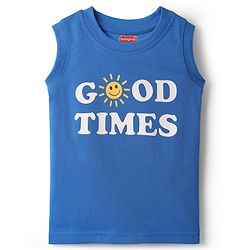 Babyhug Cotton Knit Sleeveless Tank T-Shirt  With Stripes & Good Times Print Pack Of 3 - Blue & Yellow