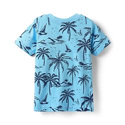 Babyhug Cotton Knit Half Sleeves T-Shirt With Beach Theme Print Pack Of 3 - Light Blue & Navy Blue