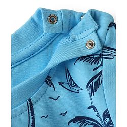 Babyhug Cotton Knit Half Sleeves T-Shirt With Beach Theme Print Pack Of 3 - Light Blue & Navy Blue