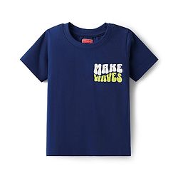 Babyhug Cotton Knit Half Sleeves T-Shirt With Beach Theme Print Pack Of 3 - Light Blue & Navy Blue