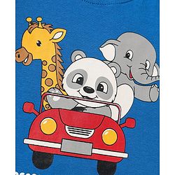 Babyhug Cotton Knit Half Sleeves T-Shirt With Animal Print Pack Of 3 - Red & Navy Blue