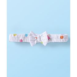 Babyhug Single Jersey Knit Sleeveless Layered Frock with Headband & Polka Dots Print - White