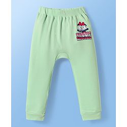 Babyhug Disney Interlock Knit Full Length Diaper Leggings With Minnie Mouse Family Graphics Pack of 2 - Light Green & White