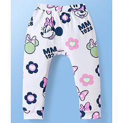 Babyhug Disney Interlock Knit Full Length Diaper Leggings With Minnie Mouse Family Graphics Pack of 2 - Light Green & White