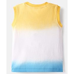 Babyhug Single Jersey Knit Sleeveless Tank T-Shirt and Shorts Set with Beach Theme Print - Blue & Yellow