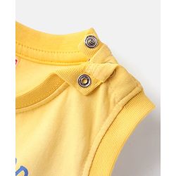 Babyhug Single Jersey Knit Sleeveless Tank T-Shirt and Shorts Set with Beach Theme Print - Blue & Yellow