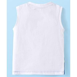 Babyhug Single Jersey Knit Sleeveless Tank T-Shirt & Shorts Set Tropical Theme Print- White Blue & Green