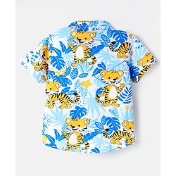 Babyhug Single Jersey Knit Half Sleeves Shirt & Shorts Set with Tiger  Print - Navy Blue & Light Blue