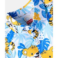 Babyhug Single Jersey Knit Half Sleeves Shirt & Shorts Set with Tiger  Print - Navy Blue & Light Blue