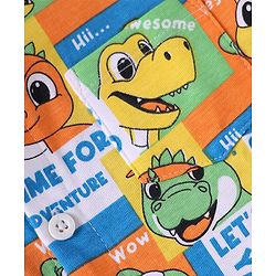 Babyhug Single Jersey Knit Half Sleeves Shirt & Shorts Set Dino Print- White & Blue