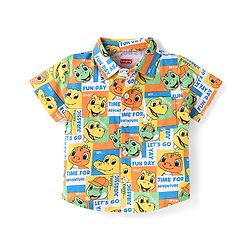 Babyhug Single Jersey Knit Half Sleeves Shirt & Shorts Set Dino Print- White & Blue