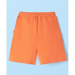 Babyhug 100% Cotton Knit Half Sleeves Shirt With Beach Theme Print & Short Set - White & Orange