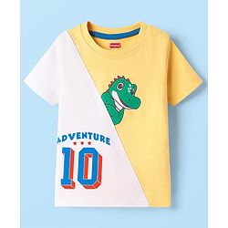 Babyhug 100% Cotton Knit Half Sleeves Croc Printed Cut & Sew T-Shirt & Short Set - Blue & Yellow