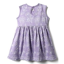 Babyhug Single Jersey Knit Sleeveless Frock With Floral Print - Lilac
