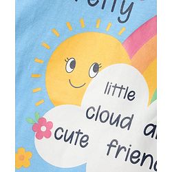 Babyhug Cotton Knit Half Sleeves Floral & Rainbow Printed Shorts Night Suit - Light Blue