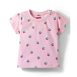 Babyhug Cotton Knit Half Sleeves Co-ords Shorts Night Wear With Fruit Print Pack Of 2 - Purple & Pink