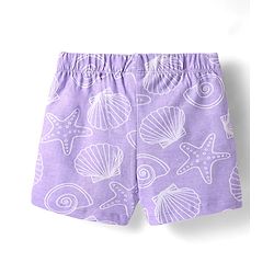 Babyhug Cotton Knit Half Sleeves Co-ords Shorts Night Suit with Sea Life Print - Lavender
