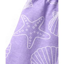 Babyhug Cotton Knit Half Sleeves Co-ords Shorts Night Suit with Sea Life Print - Lavender