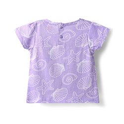 Babyhug Cotton Knit Half Sleeves Co-ords Shorts Night Suit with Sea Life Print - Lavender