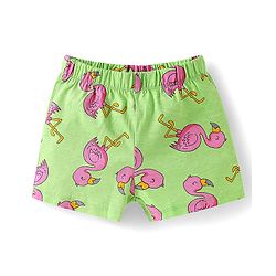 Babyhug Cotton  Knit  Half Sleeves Shorts Night Suit with Flamingo Print - Green