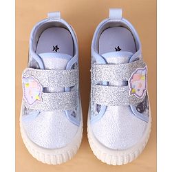 Cute Walk by Babyhug Velcro Closure Casual Shoes with Glitter Print - Silver