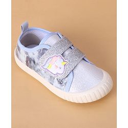 Cute Walk by Babyhug Velcro Closure Casual Shoes with Glitter Print - Silver