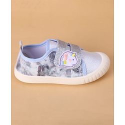 Cute Walk by Babyhug Velcro Closure Casual Shoes with Glitter Print - Silver