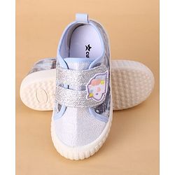 Cute Walk by Babyhug Velcro Closure Casual Shoes with Glitter Print - Silver