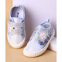 Cute Walk by Babyhug Velcro Closure Casual Shoes with Glitter Print - Silver