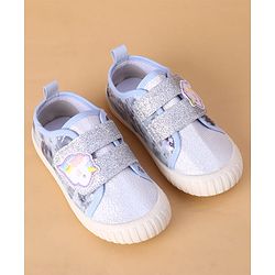 Cute Walk by Babyhug Velcro Closure Casual Shoes with Glitter Print - Silver