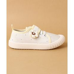Cute Walk by Babyhug Velcro Closure Casual Shoes with Floral Applique - Beige