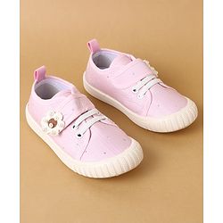 Cute Walk by Babyhug Velcro Closure Casual Shoes with Floral Applique - Beige