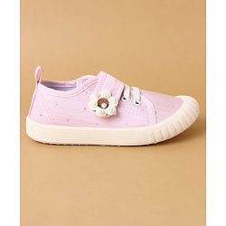 Cute Walk by Babyhug Velcro Closure Casual Shoes with Floral Applique - Beige