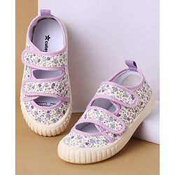 Cute Walk by Babyhug Velcro Closure Casual Shoes with Floral Print - Purple