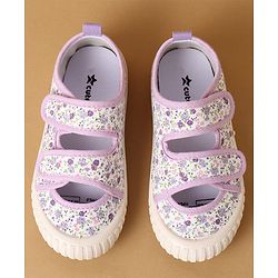 Cute Walk by Babyhug Velcro Closure Casual Shoes with Floral Print - Purple