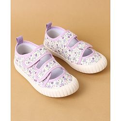 Cute Walk by Babyhug Velcro Closure Casual Shoes with Floral Print - Purple