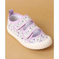 Cute Walk by Babyhug Velcro Closure Casual Shoes with Floral Print - Purple