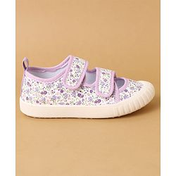 Cute Walk by Babyhug Velcro Closure Casual Shoes with Floral Print - Purple